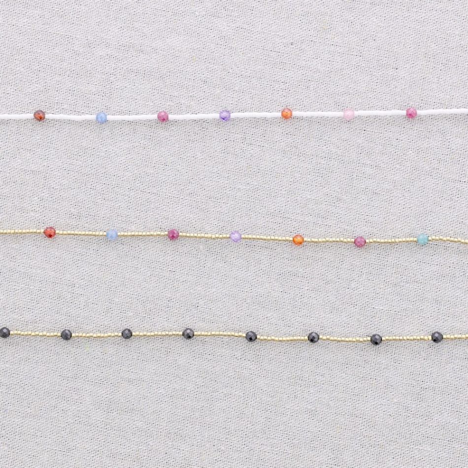 STEEL NECKLACE WITH ZIRCONIA BEADS
