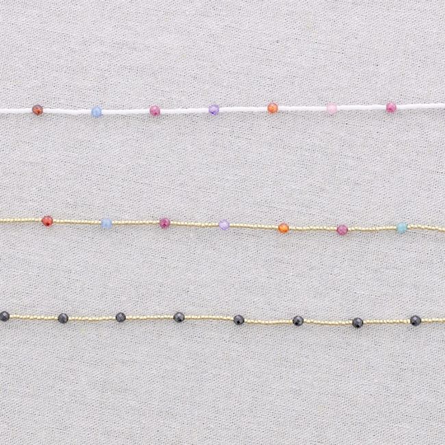 STEEL NECKLACE WITH ZIRCONIA BEADS