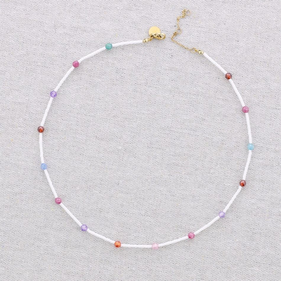STEEL NECKLACE WITH ZIRCONIA BEADS