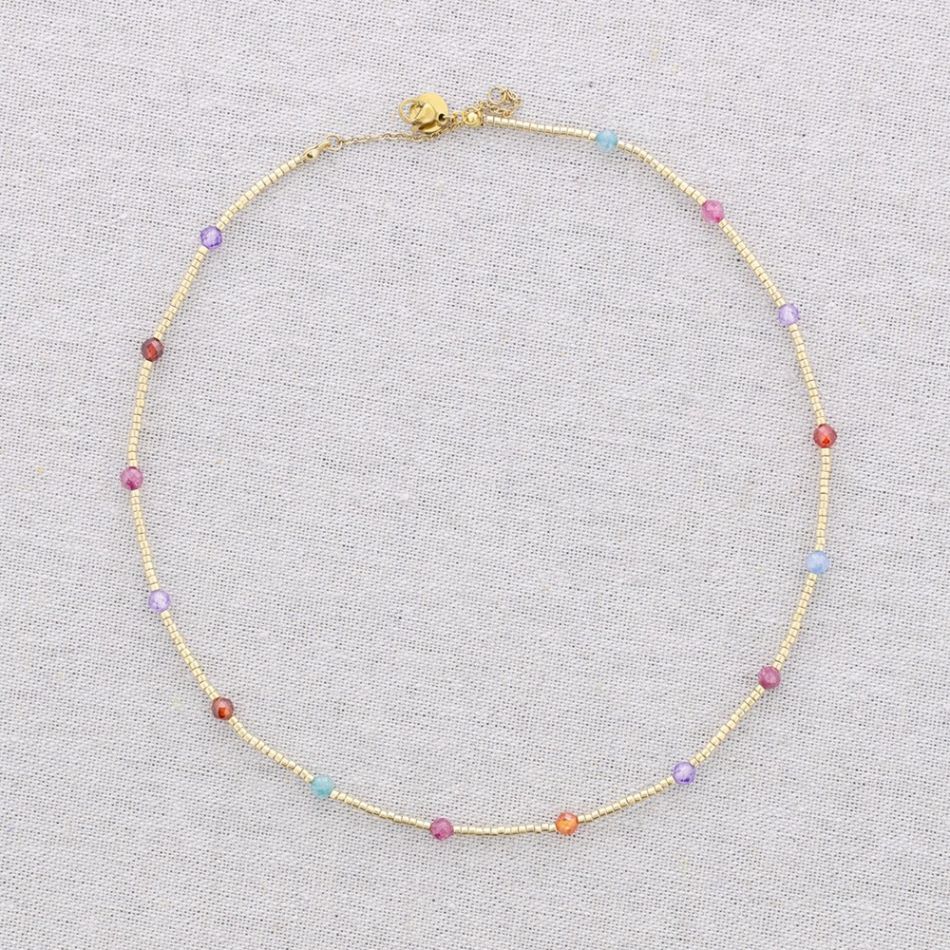 STEEL NECKLACE WITH ZIRCONIA BEADS
