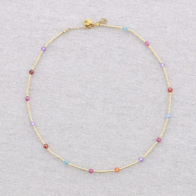 STEEL NECKLACE WITH ZIRCONIA BEADS