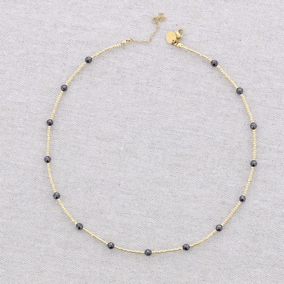 STEEL NECKLACE WITH ZIRCONIA BEADS