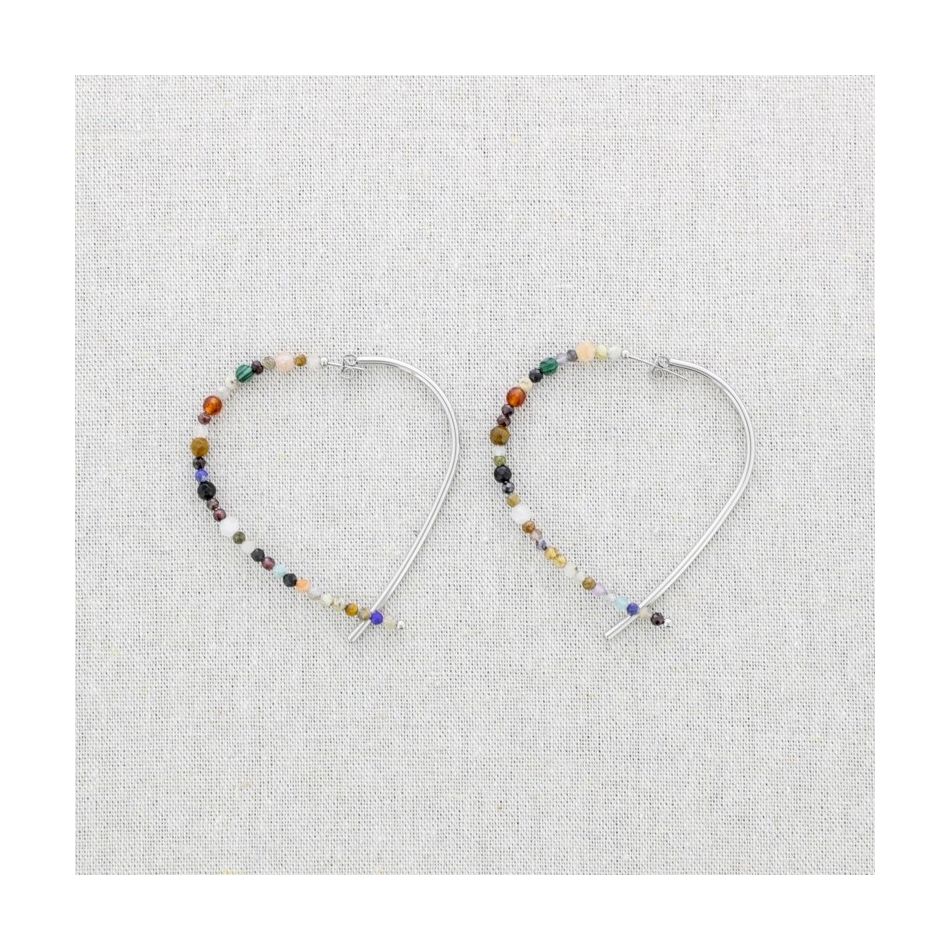 STONE HEART STEEL EARRINGS