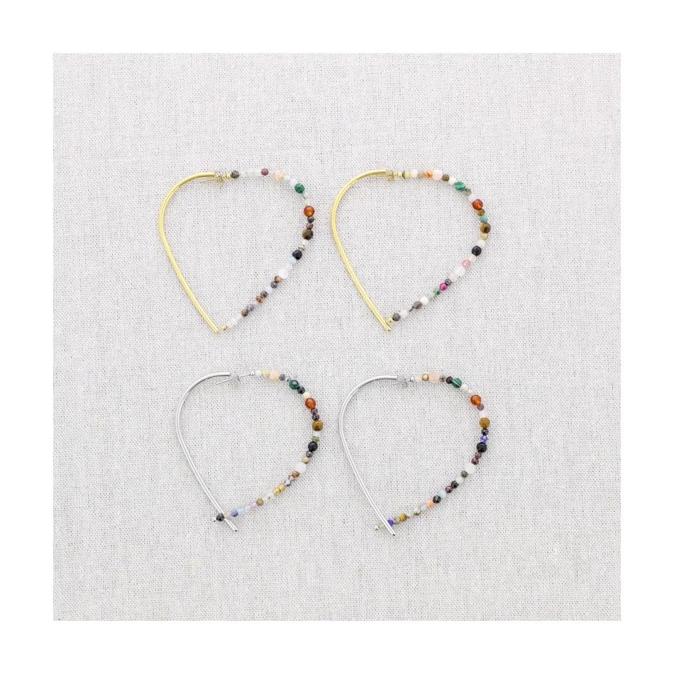 STONE HEART STEEL EARRINGS