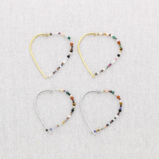 PENDIENTES ACERO CORAZÓN PIEDRAS
