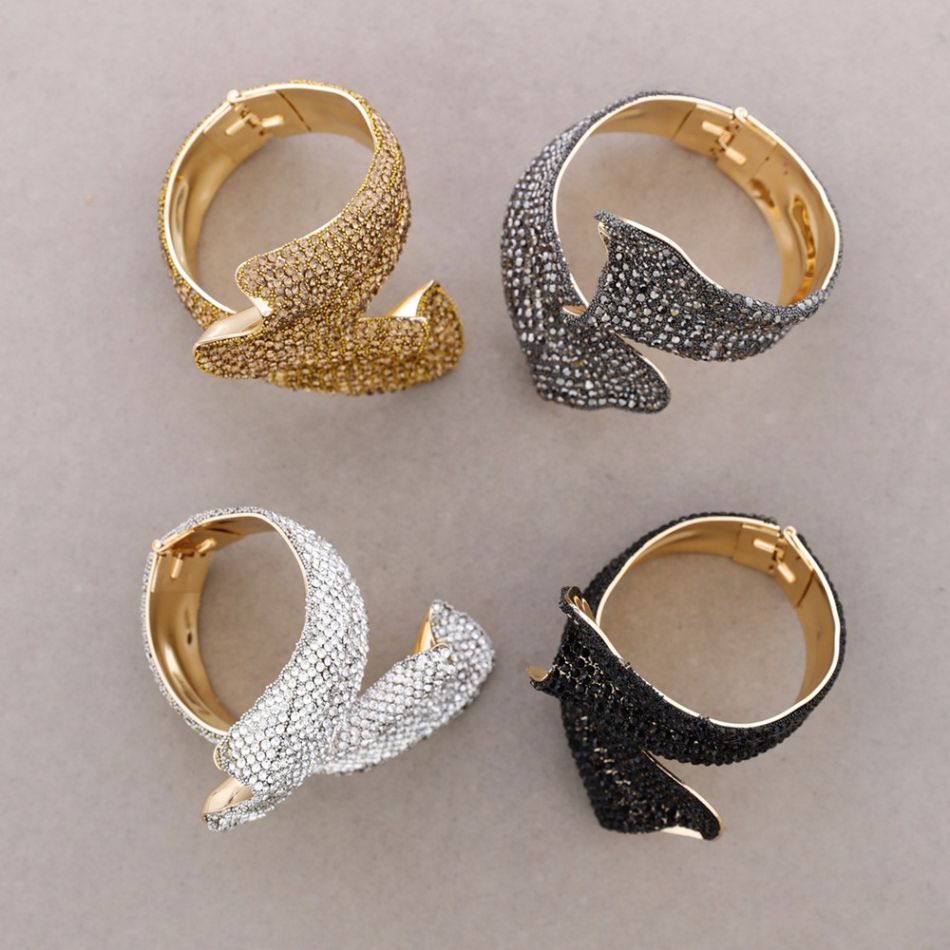 PULSERA ABIERTA METAL CRISTALES