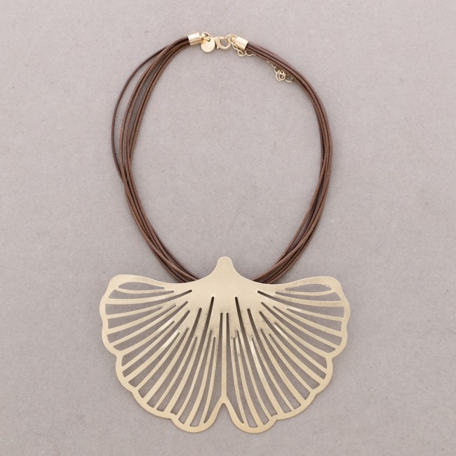 GARGANTILLA COLGANTE GINKGO METAL
