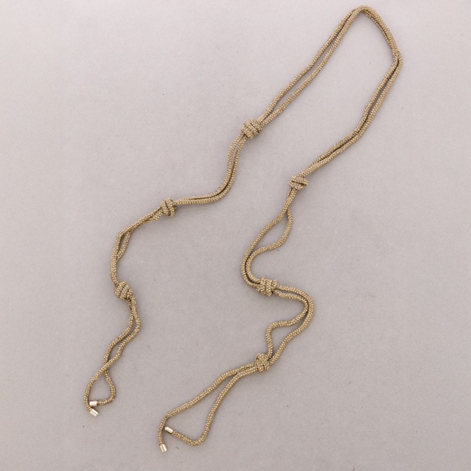 LONG OPEN NECKLACE WITH CRYSTAL KNOTS