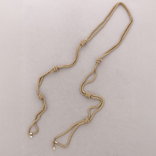 LONG OPEN NECKLACE WITH CRYSTAL KNOTS