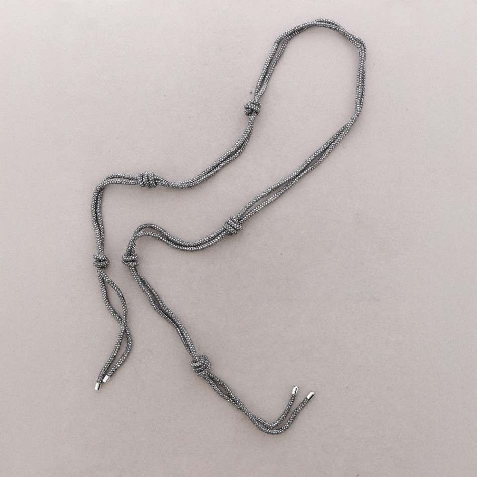LONG OPEN NECKLACE WITH CRYSTAL KNOTS