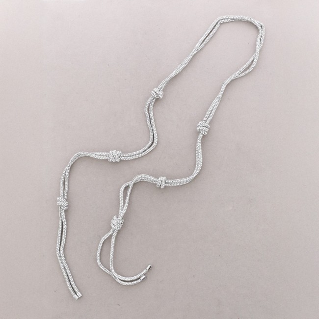 LONG OPEN NECKLACE WITH CRYSTAL KNOTS