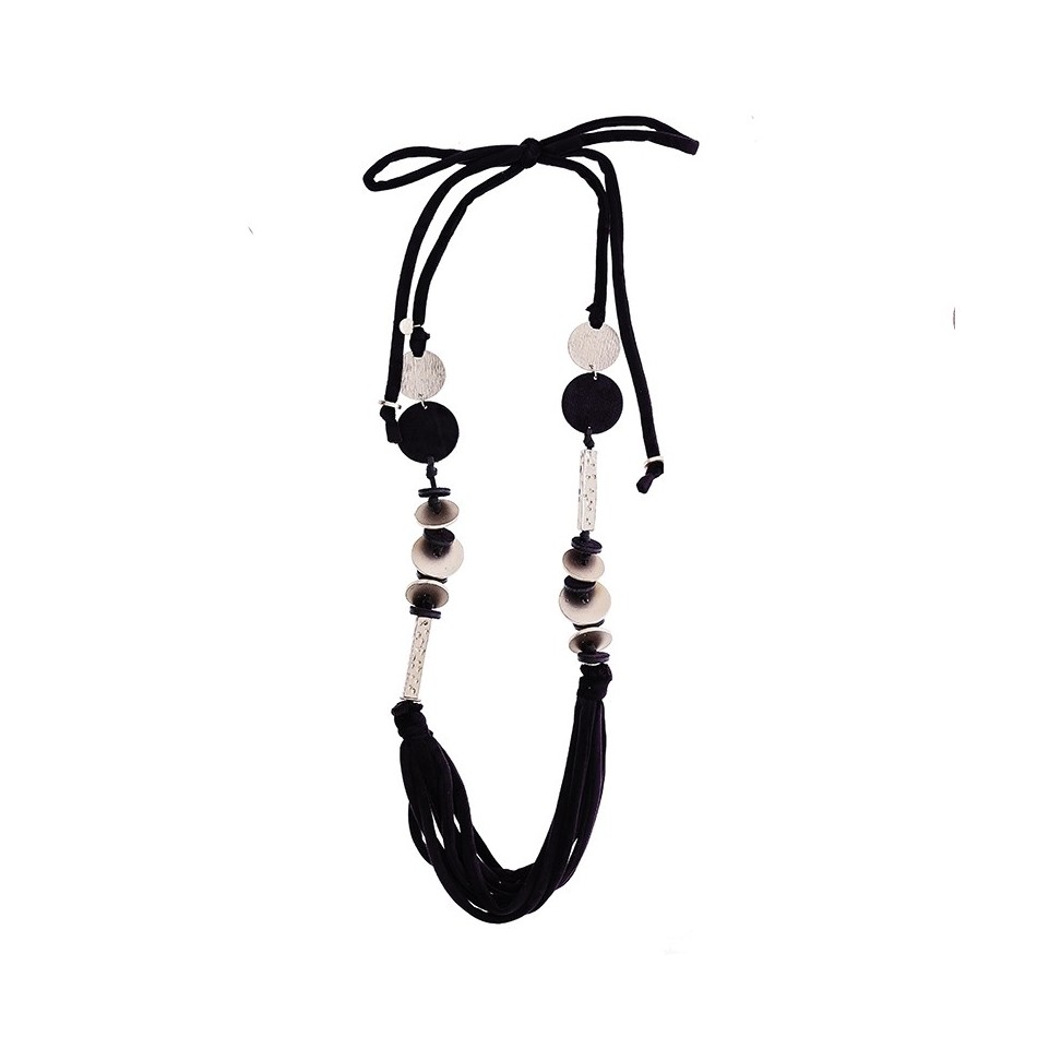 COLLAR LARGO TERCIOPELO CUENTAS