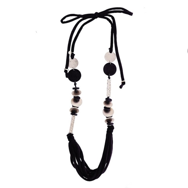 COLLAR LARGO TERCIOPELO CUENTAS