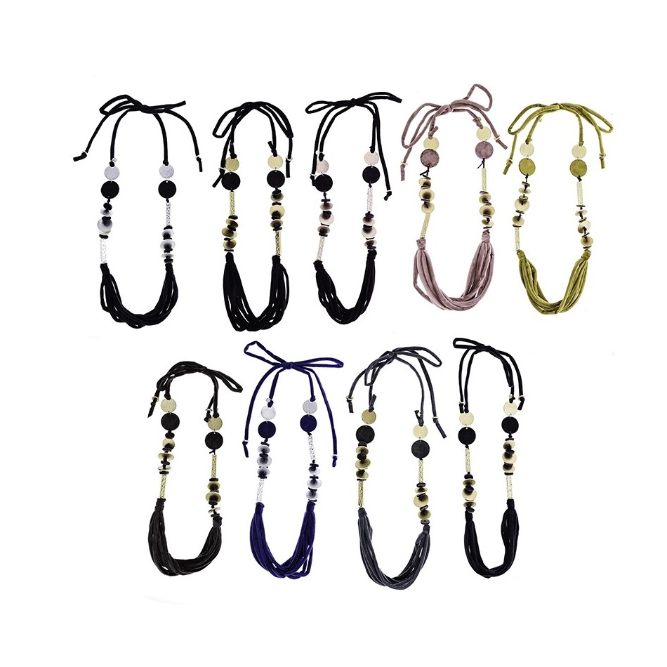 LONG VELVET BEAD NECKLACE