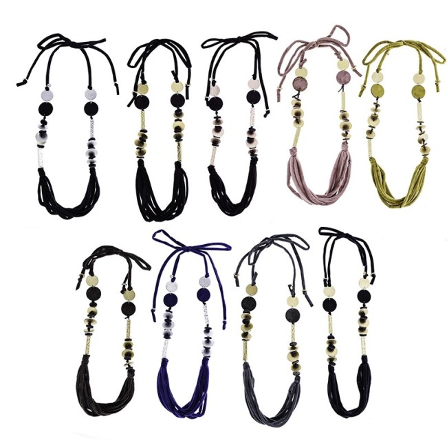 LONG VELVET BEAD NECKLACE