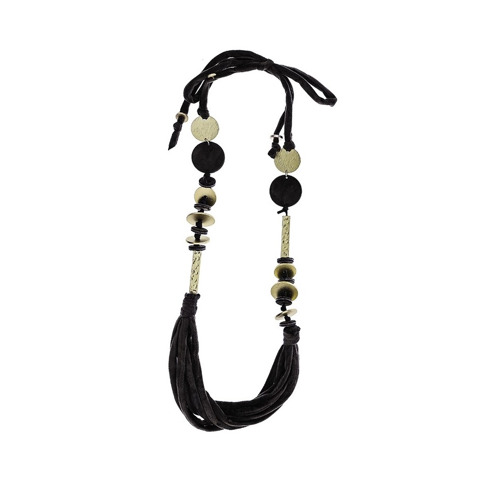 COLLAR LARGO TERCIOPELO CUENTAS