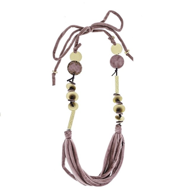 COLLAR LARGO TERCIOPELO CUENTAS