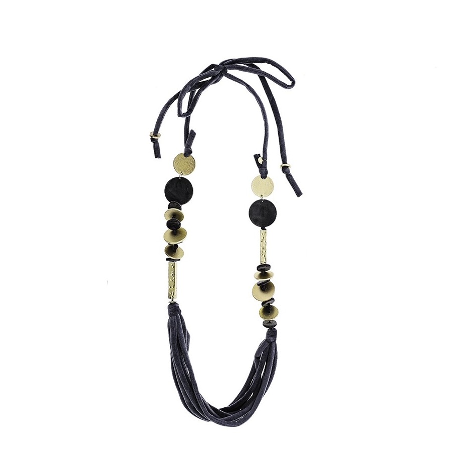 COLLAR LARGO TERCIOPELO CUENTAS