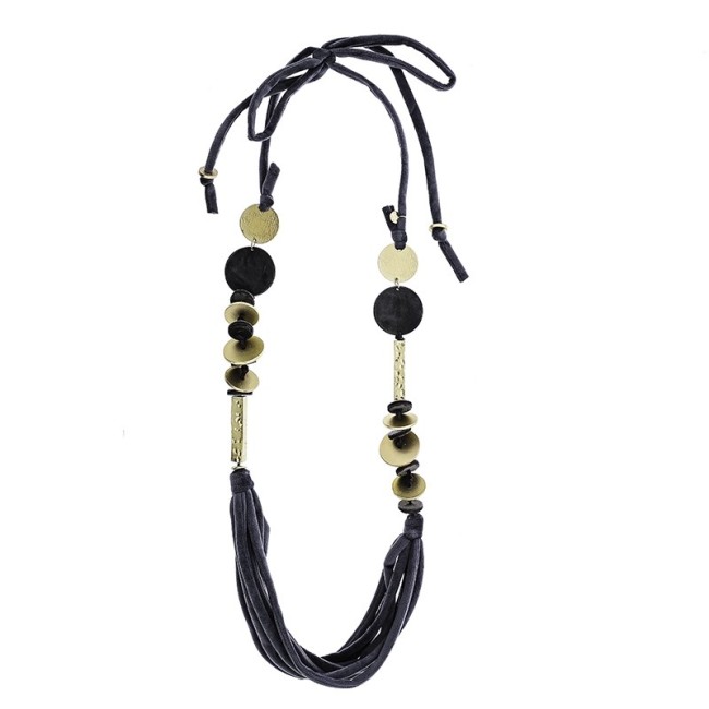 COLLAR LARGO TERCIOPELO CUENTAS