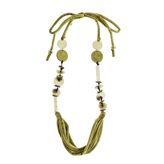 LONG VELVET BEAD NECKLACE