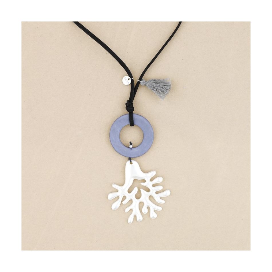 COLLAR LARGO COLGANTE CORAL METAL