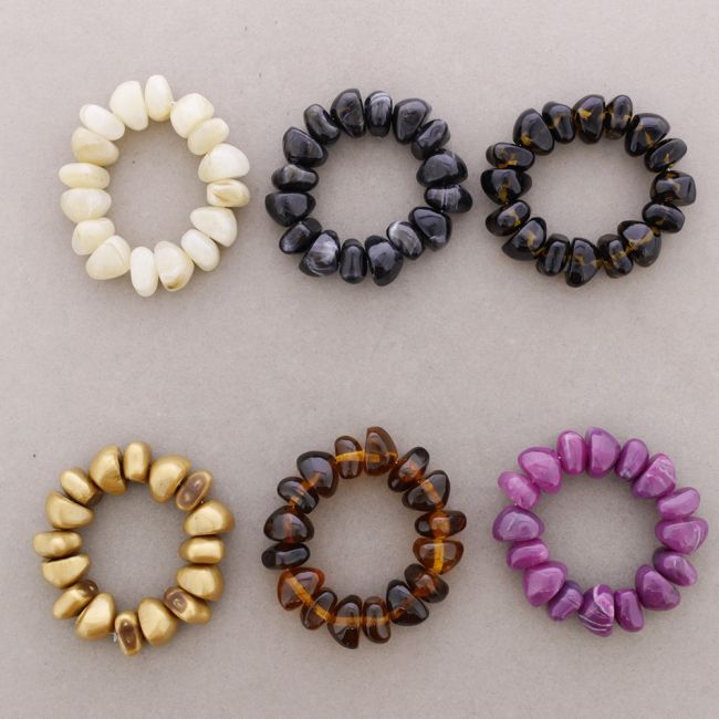 PULSERA ELÁSTICA CUENTAS IRREGULARES RESINA