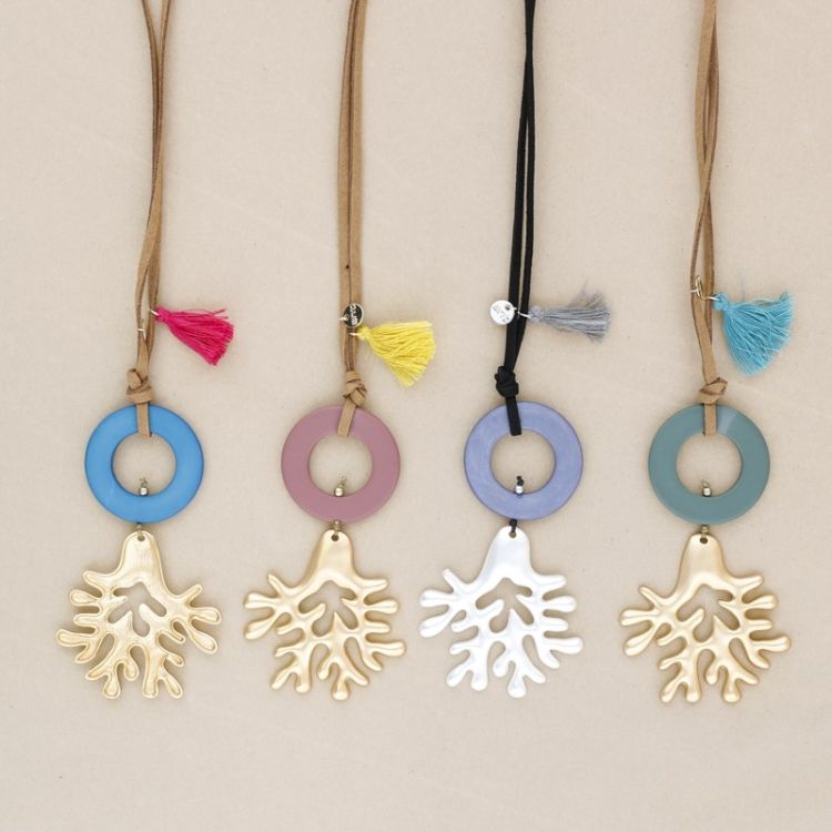 COLLAR LARGO COLGANTE CORAL METAL 2