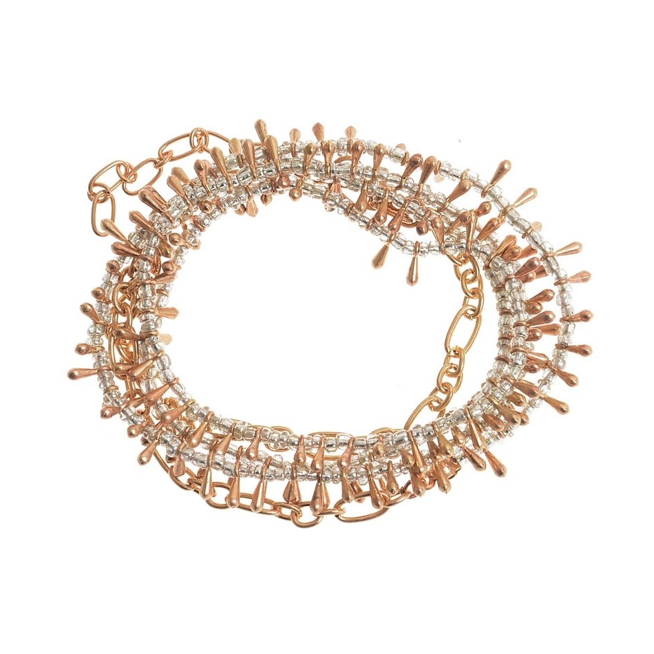 COLLAR LARGO/GARGANTILLA/PULSERA ABALORIO GOTAS METAL