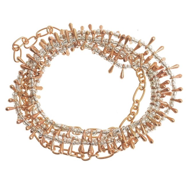 COLLAR LARGO/GARGANTILLA/PULSERA ABALORIO GOTAS METAL