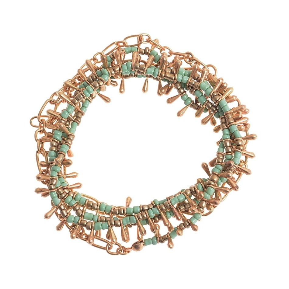 COLLAR LARGO/GARGANTILLA/PULSERA ABALORIO GOTAS METAL
