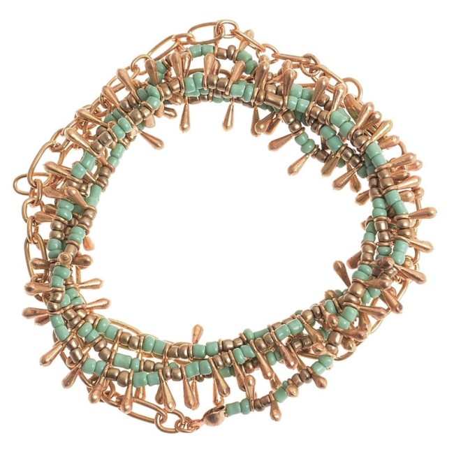 COLLAR LARGO/GARGANTILLA/PULSERA ABALORIO GOTAS METAL