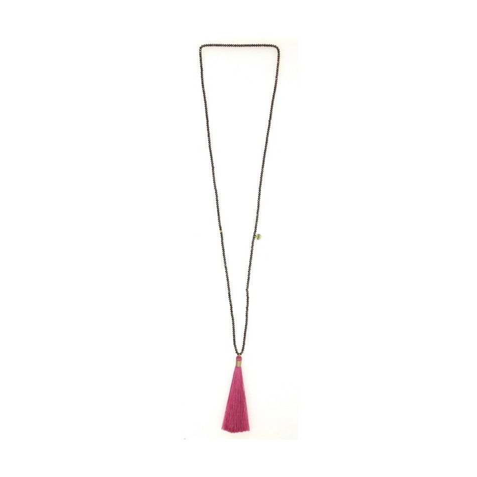 COLLAR LARGO CUENTAS FACETADAS COLG. FLECO