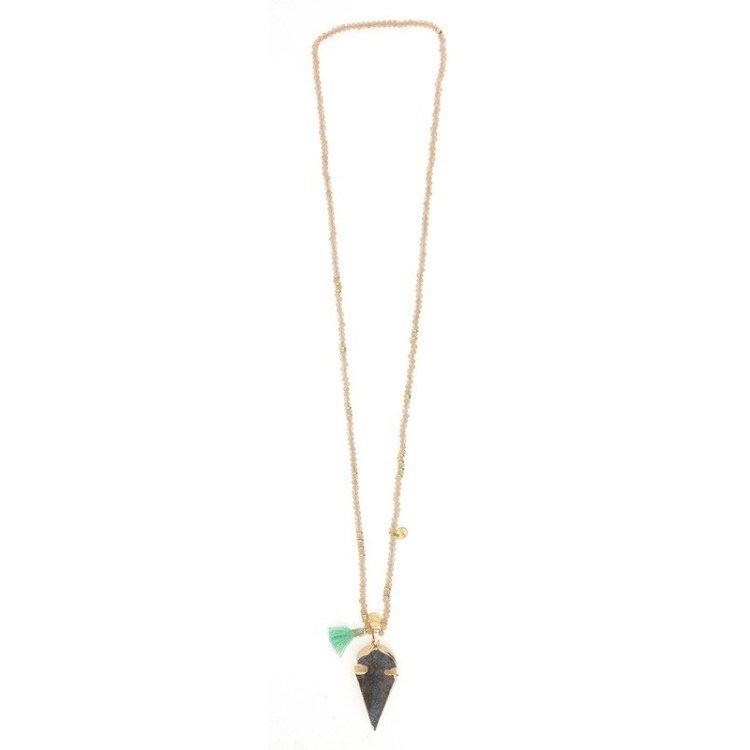 COLLAR LARGO CUENTAS FACETADAS COLG. PIEDRA