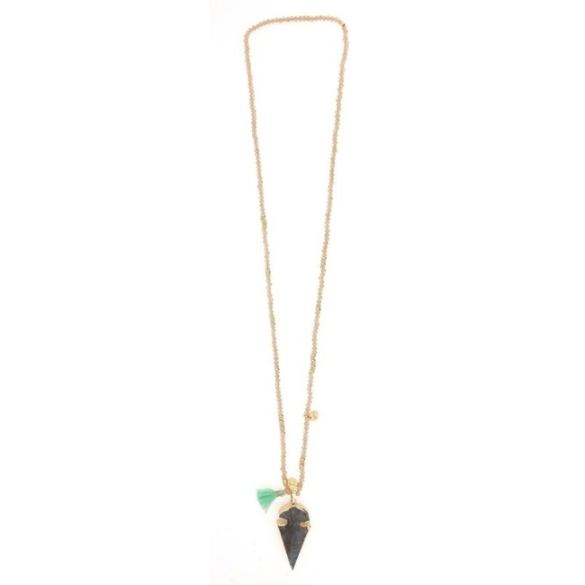 COLLAR LARGO CUENTAS FACETADAS COLG. PIEDRA