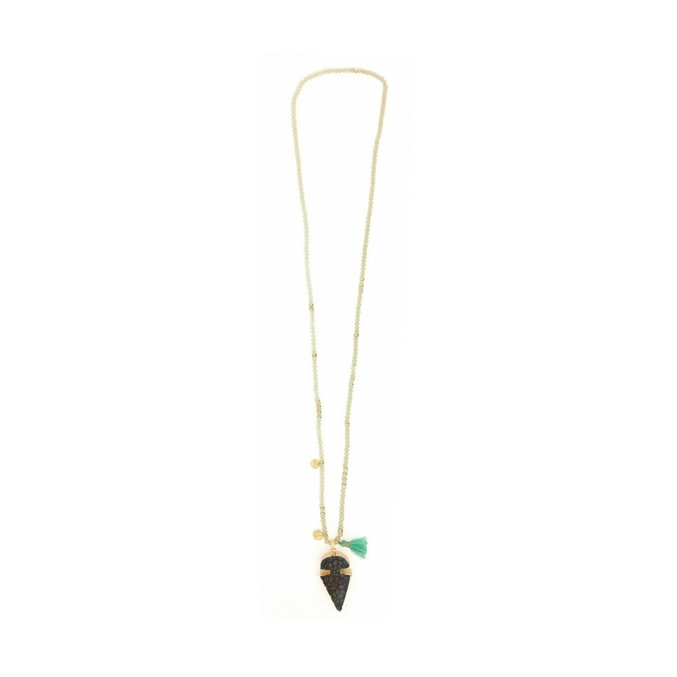 COLLAR LARGO CUENTAS FACETADAS COLG. PIEDRA