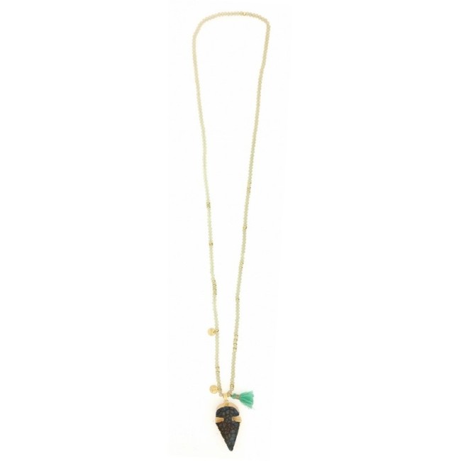 COLLAR LARGO CUENTAS FACETADAS COLG. PIEDRA