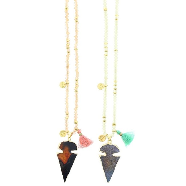 COLLAR LARGO CUENTAS FACETADAS COLG. PIEDRA