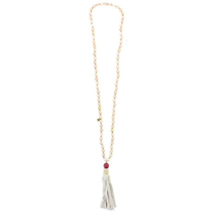 LONG NECKLACE WITH STONES AND FRINGE PENDANTS