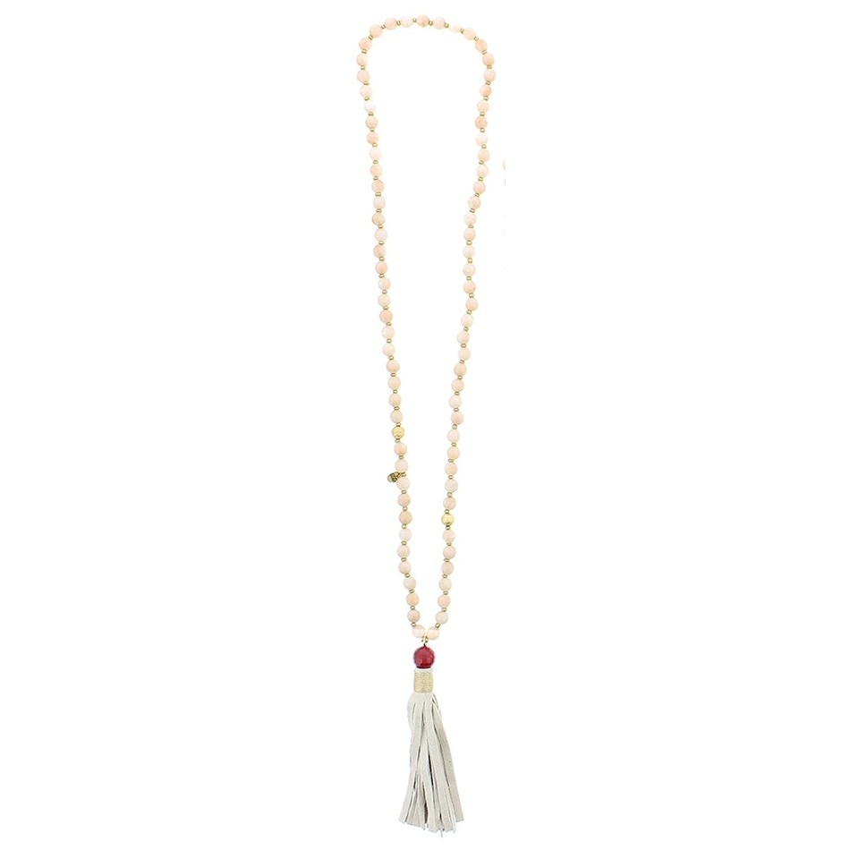LONG NECKLACE WITH STONES AND FRINGE PENDANTS