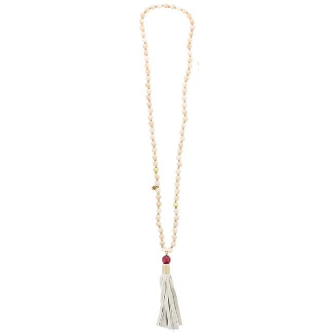 LONG NECKLACE WITH STONES AND FRINGE PENDANTS