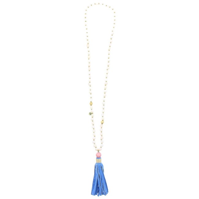 LONG NECKLACE WITH STONES AND FRINGE PENDANTS