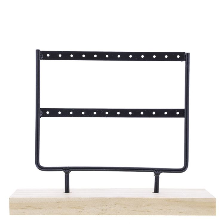 EXPOSITOR PENDIENTES 2 NIVELES MADERA METAL 15*17CM