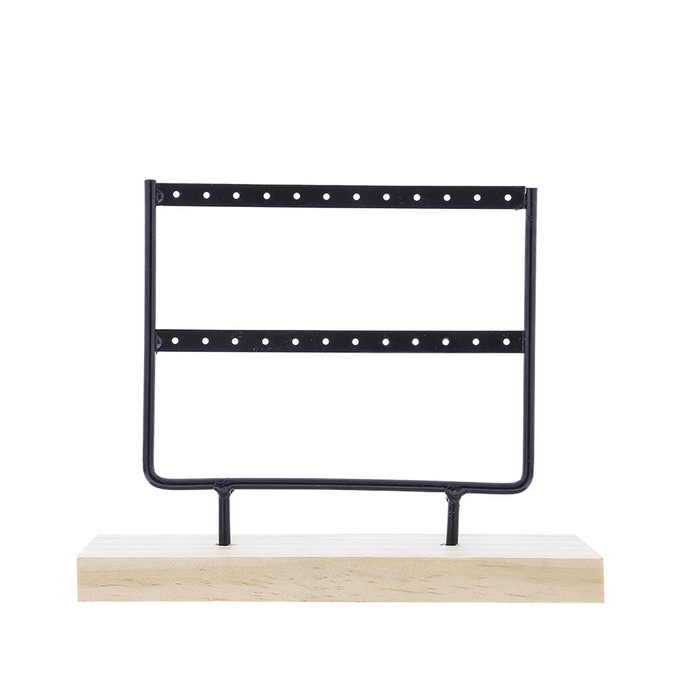 EXPOSITOR PENDIENTES 2 NIVELES MADERA METAL 15*17CM