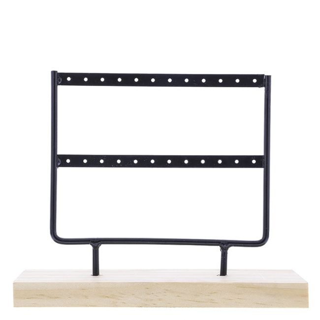 EXPOSITOR PENDIENTES 2 NIVELES MADERA METAL 15*17CM