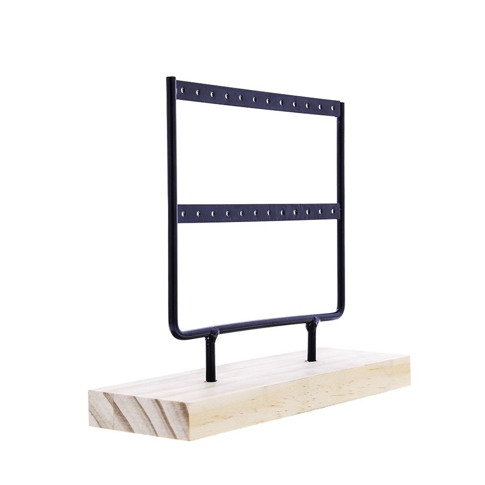 EXPOSITOR PENDIENTES 2 NIVELES MADERA METAL 15*17CM