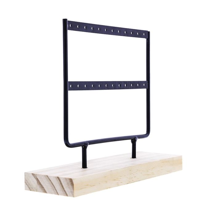 EARRING HOLDER 2 LEVELS WOOD METAL 15*17CM