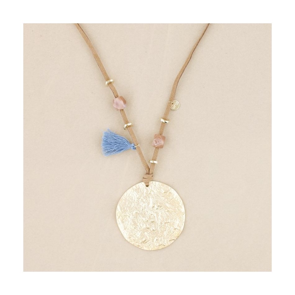 COLLAR LARGO COLGANTE MEDALLA METAL