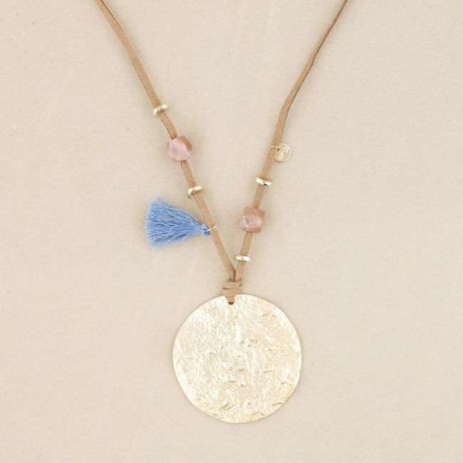 COLLAR LARGO COLGANTE MEDALLA METAL