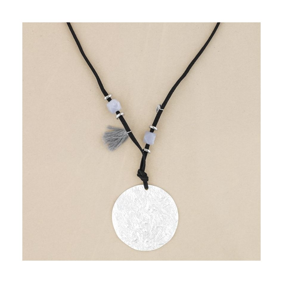 COLLAR LARGO COLGANTE MEDALLA METAL