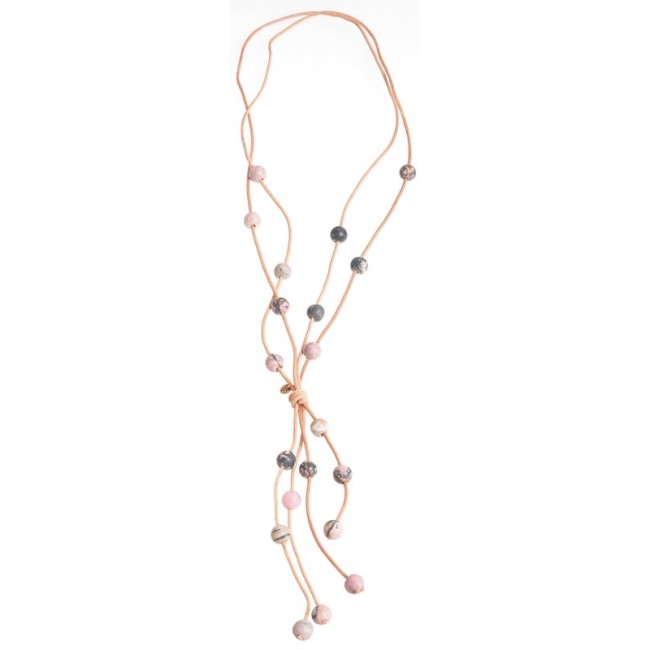 COLLAR LARGO CUERO PIEDRAS